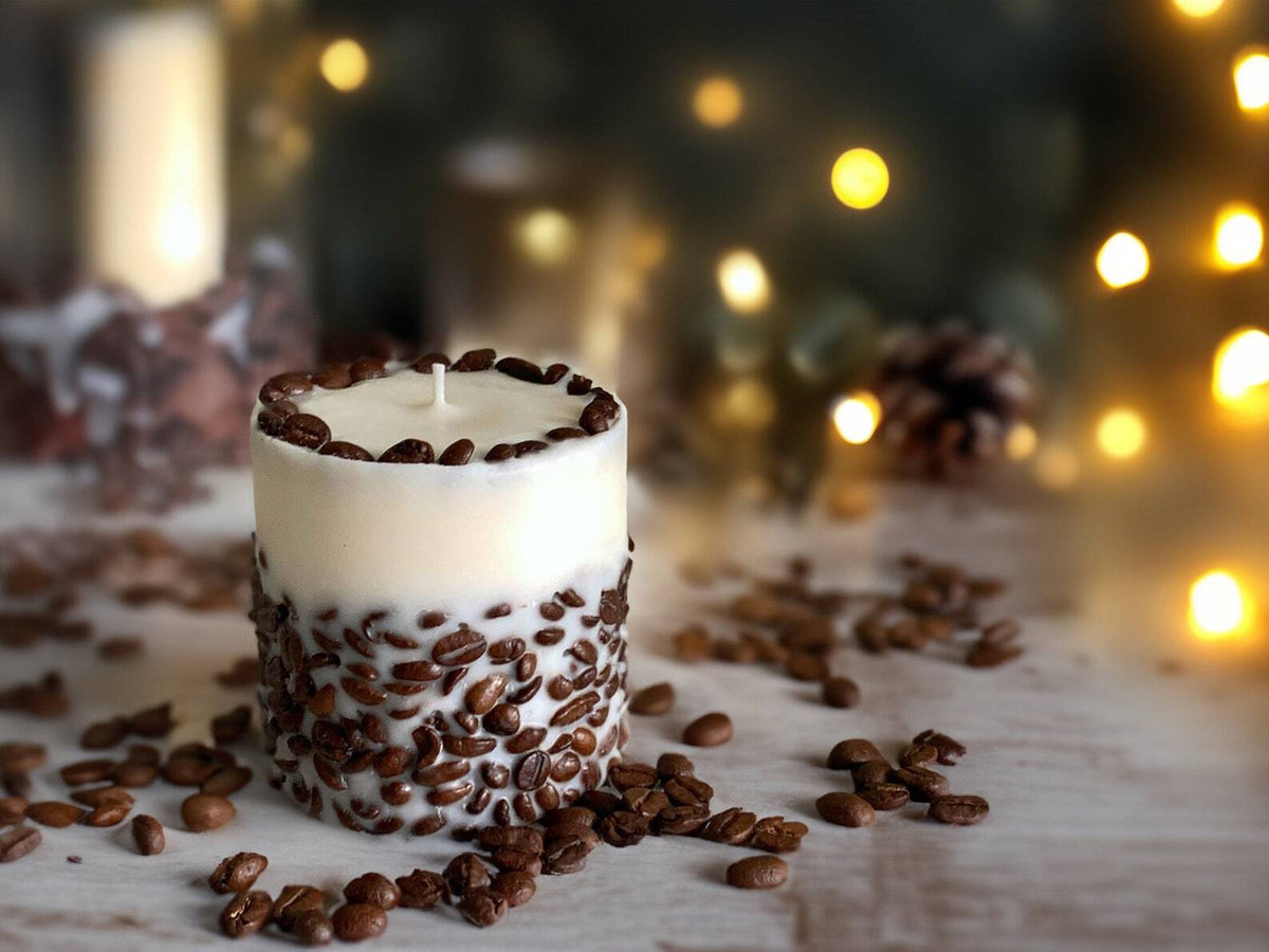 Coffee Scented Soy Candle: Real Coffee Beans, Handmade Decor  boyfriend birthday | valentines gift
