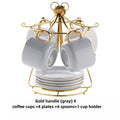 Gold Handle - Simple Gold-painted Coffee Cup Suit Luxury Ceramic European-style Latte Art Afternoon Tea With Shelf