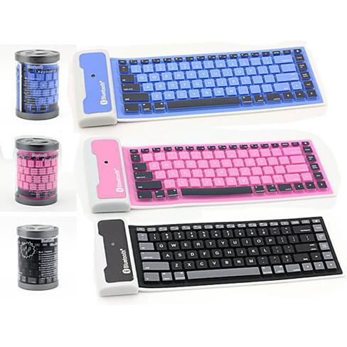 Color: Blue - Type Out Of A Box With Flexible Silicone Bluetooth Keyboard