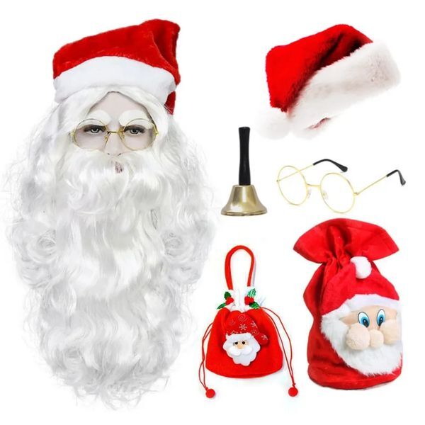 Christmas cosplay Santa Claus costume wig beard hat set candy bag adult stage performance costume props carnival party cosplay 241126
