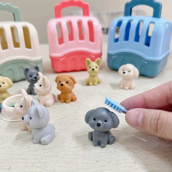 Color: Gjj028pcspink - 8pcsset Cute Dog Pet Basketball Family Toys Dog Doll Set Dog Cage Toys Scene Playing Toys Christmas Decoration Gifts X250826