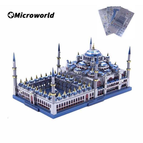 Microworld 3D Metal Nano Puzzle Games Turkey Blue Mosque Model Kits DIY Laser Cutting Jigsaw Toys Christmas Gifts For Teen Adult X251009