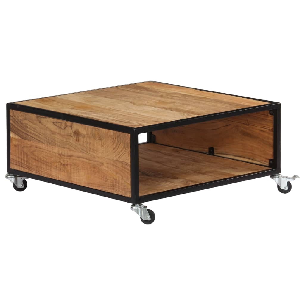 Coffee Table 27.5"x27.5"x12.5" Solid Acacia Wood
