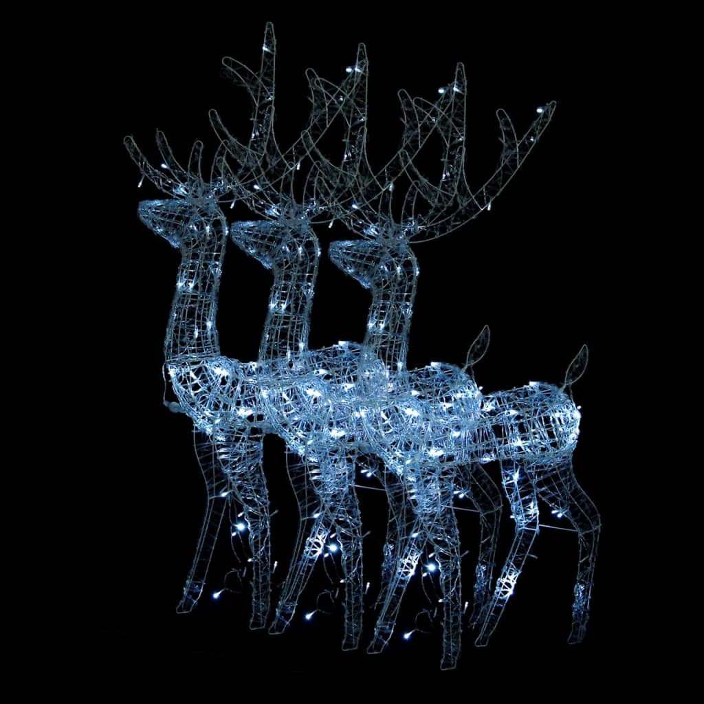 Acrylic Reindeer Christmas Decorations 3 pcs 47.2" Cold White