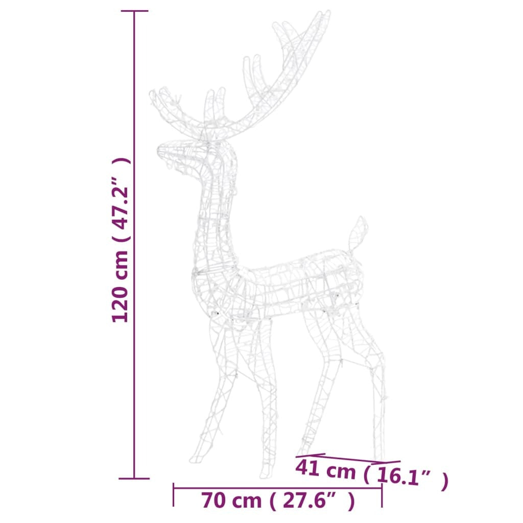 Acrylic Reindeer Christmas Decorations 3 pcs 47.2" Cold White
