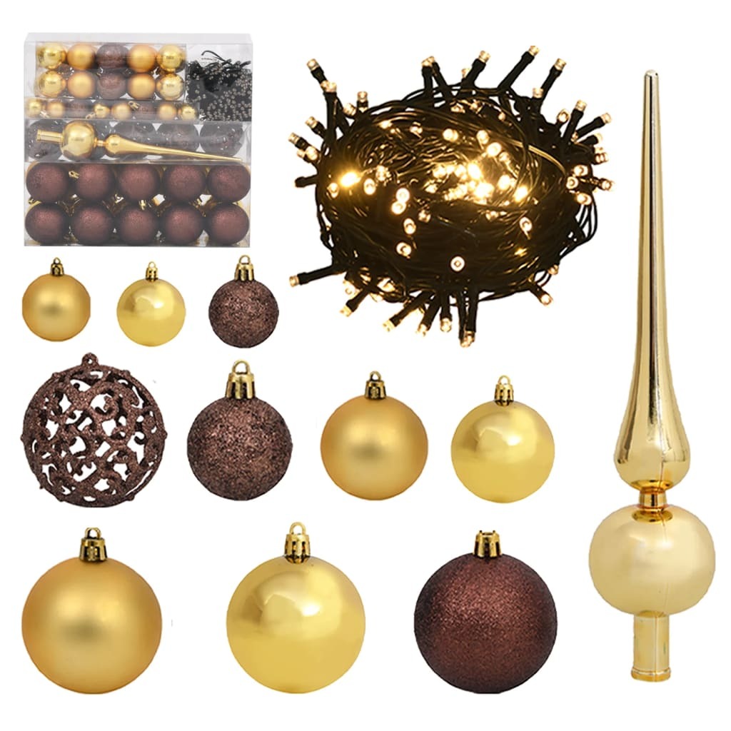 Artificial Christmas Tree 300 LEDs&Ball Set&Flocked Snow 94.5