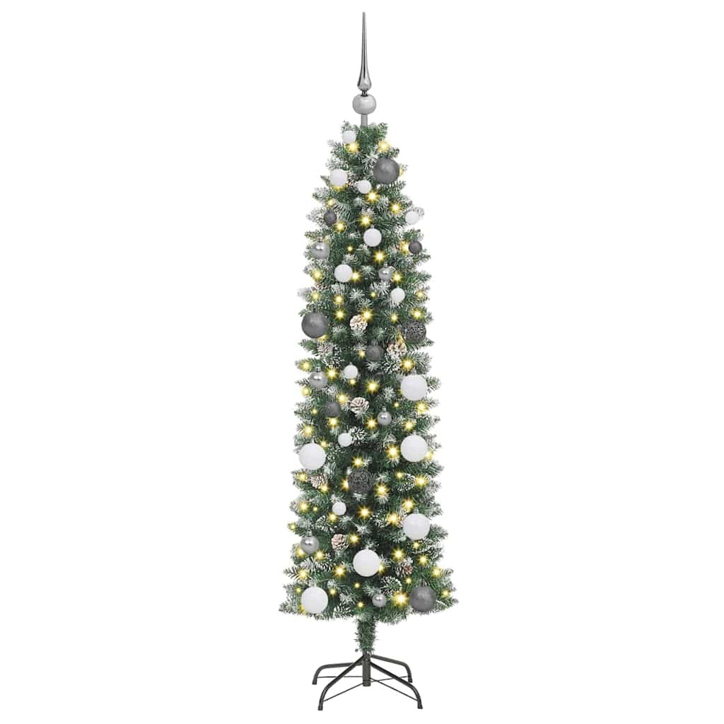 Artificial Slim Christmas Tree Green and White 59.06 in