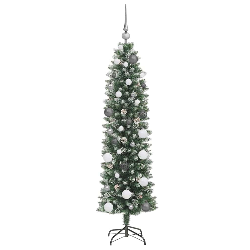 Artificial Slim Christmas Tree Green and White 59.06 in