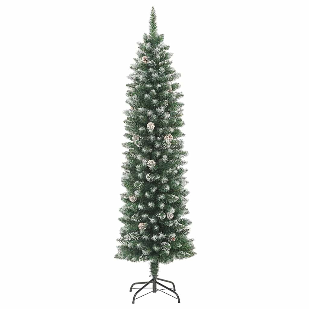Artificial Slim Christmas Tree Green and White 59.06 in