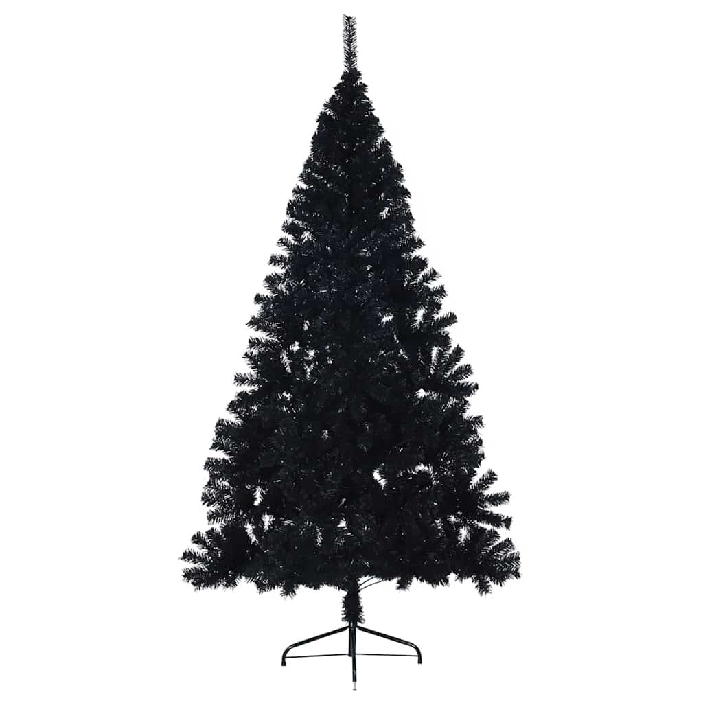 Artificial Pre-lit Christmas Tree with 300 LEDs Black 82.7" PVC