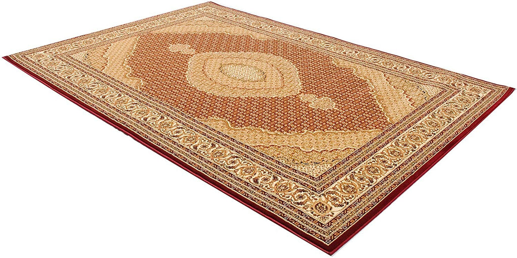 Red and Beige Oriental Power Loom Area Rug