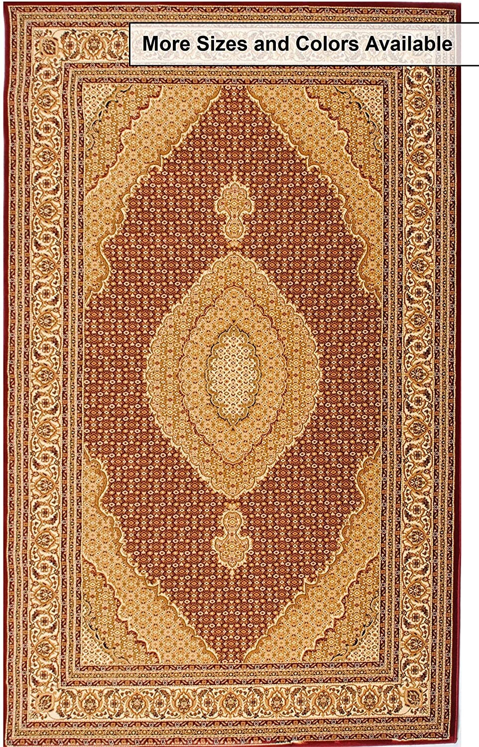 Red and Beige Oriental Power Loom Area Rug