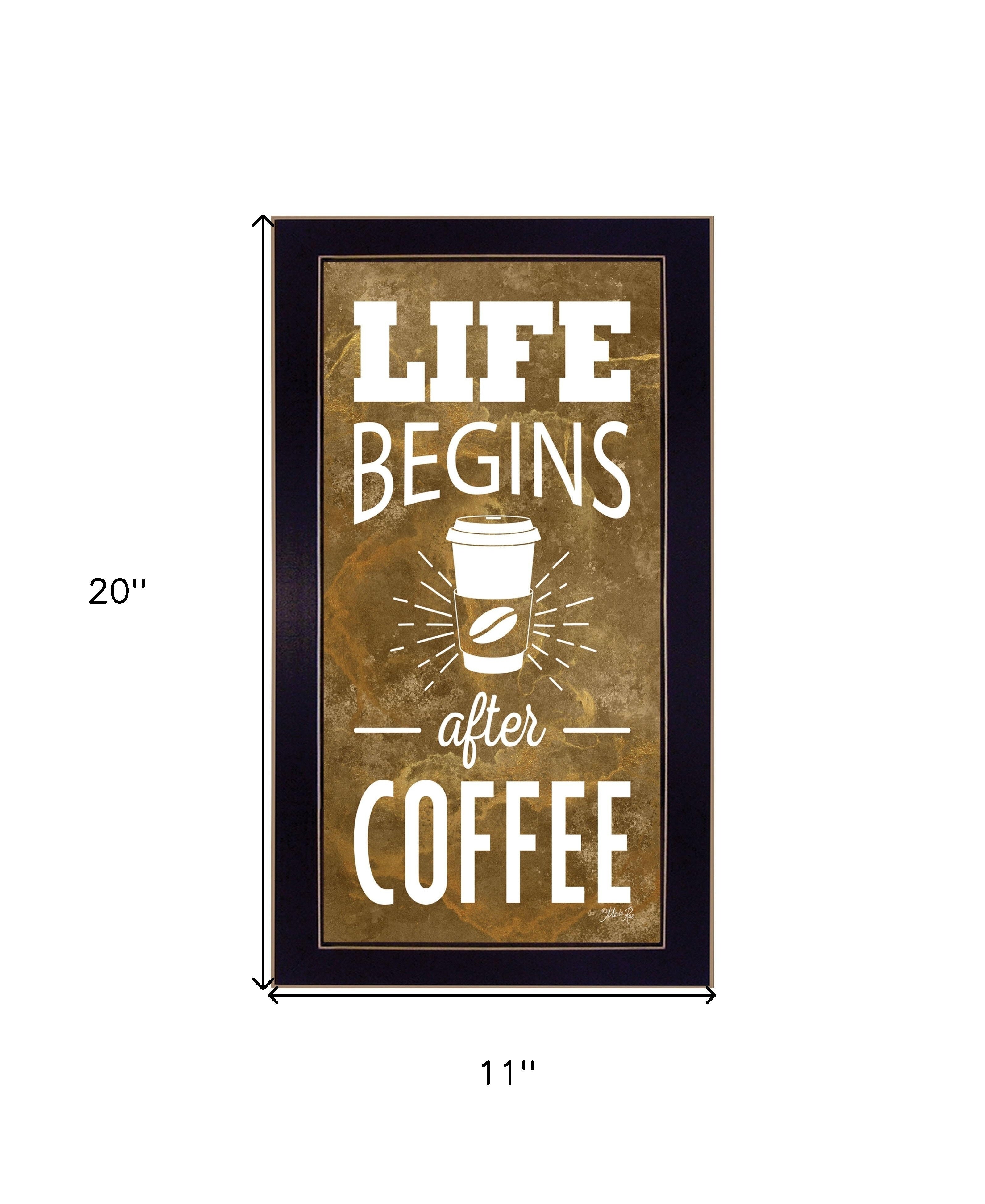 Life Begins after Coffee 1 Black Framed Print Wall Art