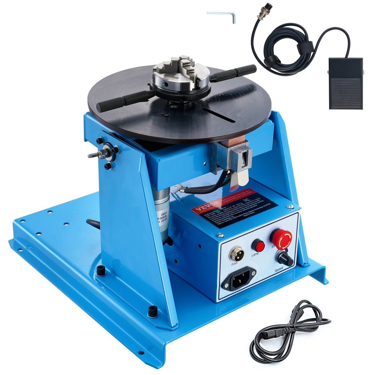 Rotary Welding Positioner 10KG, 0-90? Welding Positioning Turntable Table with 8.1 Inch 3-Jaw Lathe Chuck, 1-12 RPM 20W Portable Welder Positioning Machine for Cutting Grinding Assembly Testing