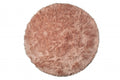 Dusty Rose Round Faux Fur Washable Non Skid Area Rug