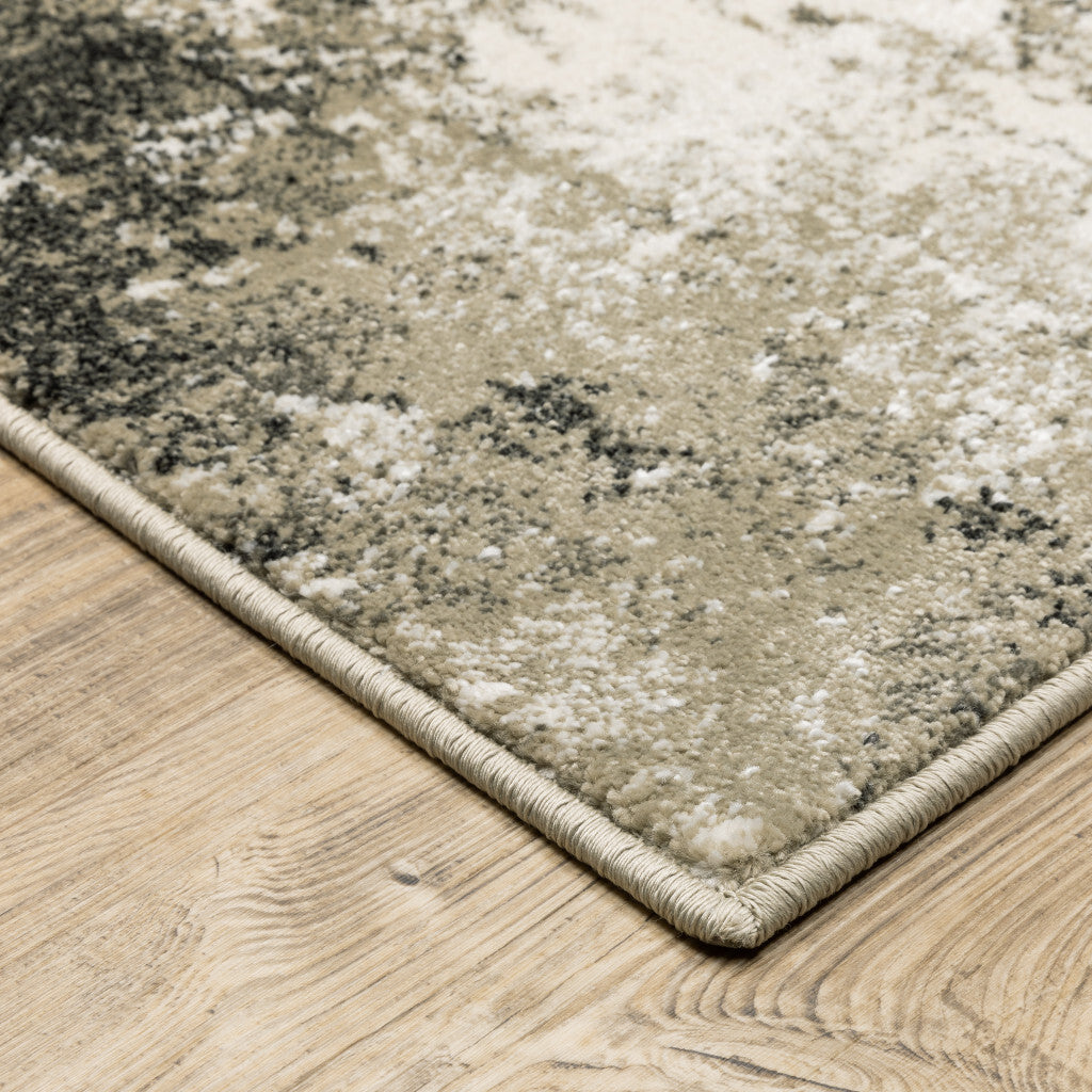 Charcoal Grey And Beige Abstract Power Loom Stain Resistant Area Rug