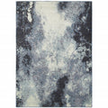 Blue and Ivory Abstract Power Loom Area Rug