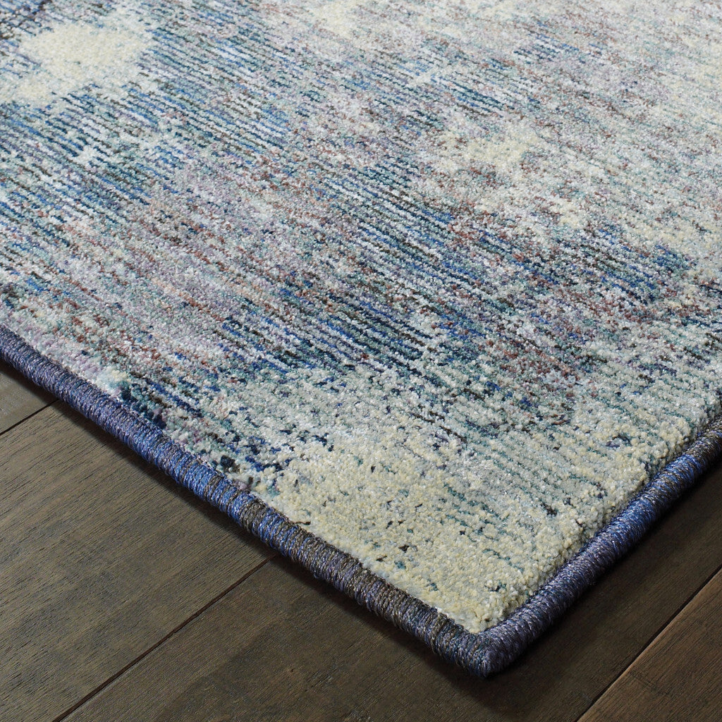 Blue and Ivory Abstract Power Loom Area Rug