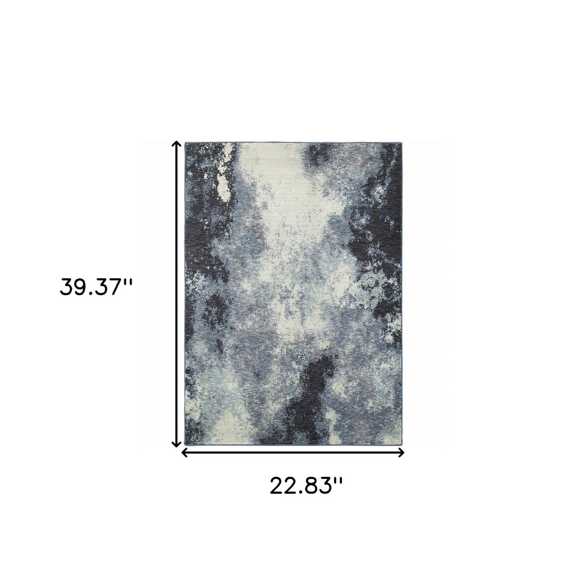Blue and Ivory Abstract Power Loom Area Rug