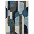 Blue and Gray Geometric Power Loom Area Rug