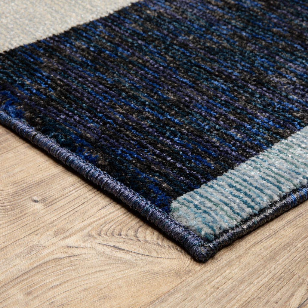 Blue and Gray Geometric Power Loom Area Rug