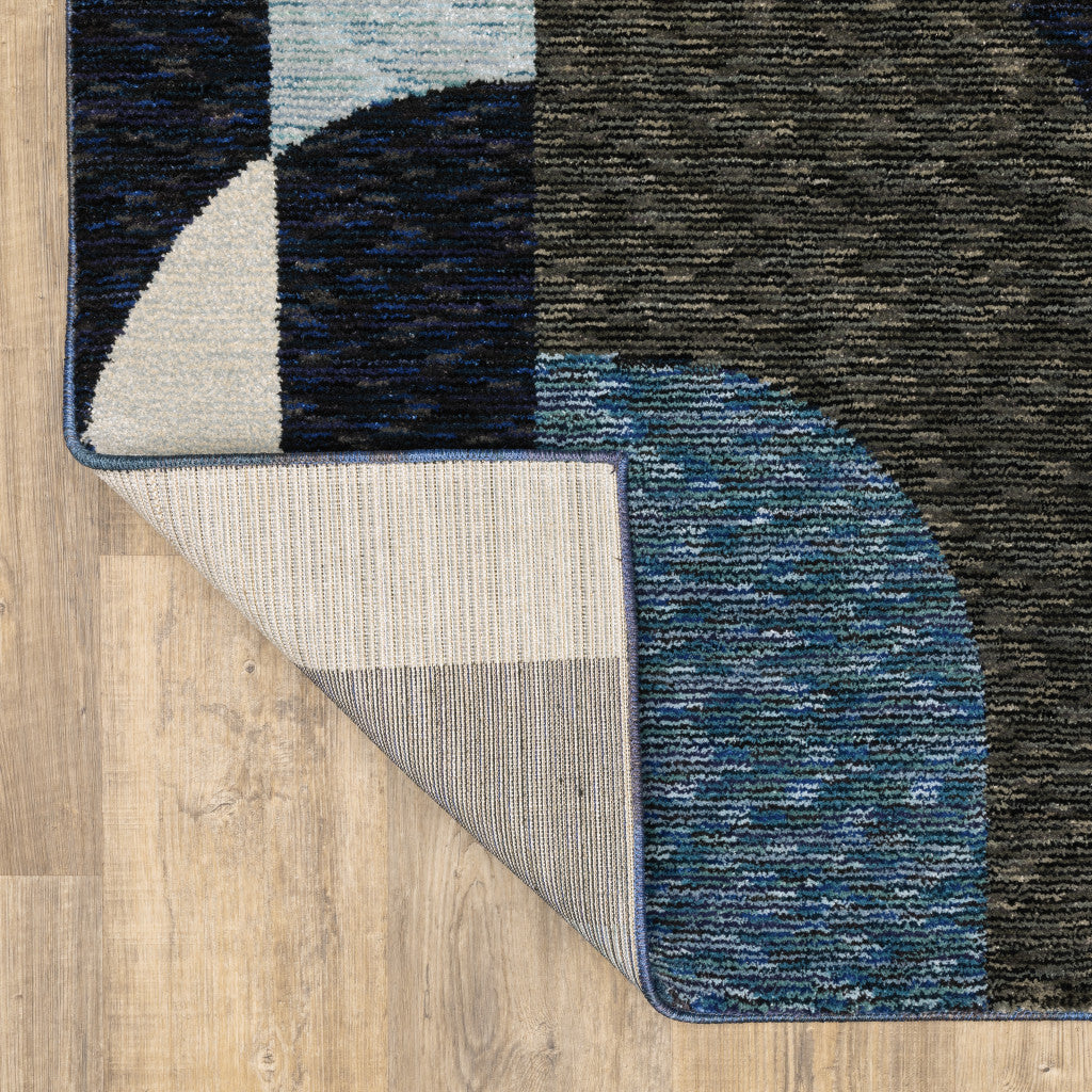 Blue and Gray Geometric Power Loom Area Rug