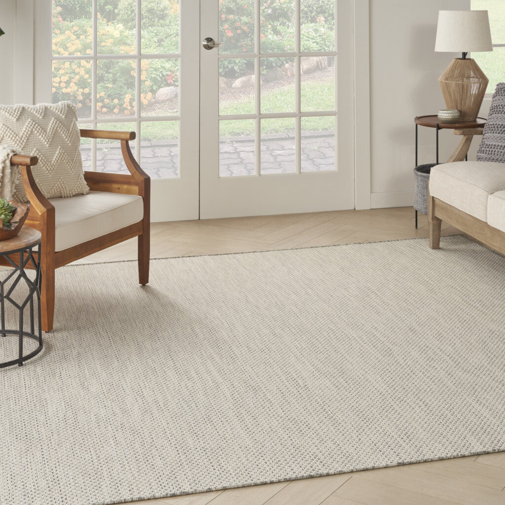 Silver Square Geometric Power Loom Area Rug