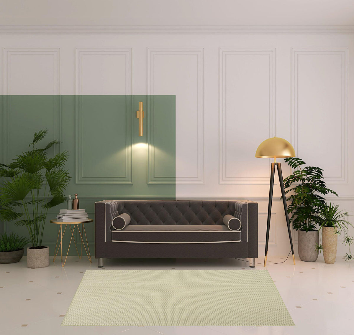 Green Geometric Power Loom Area Rug