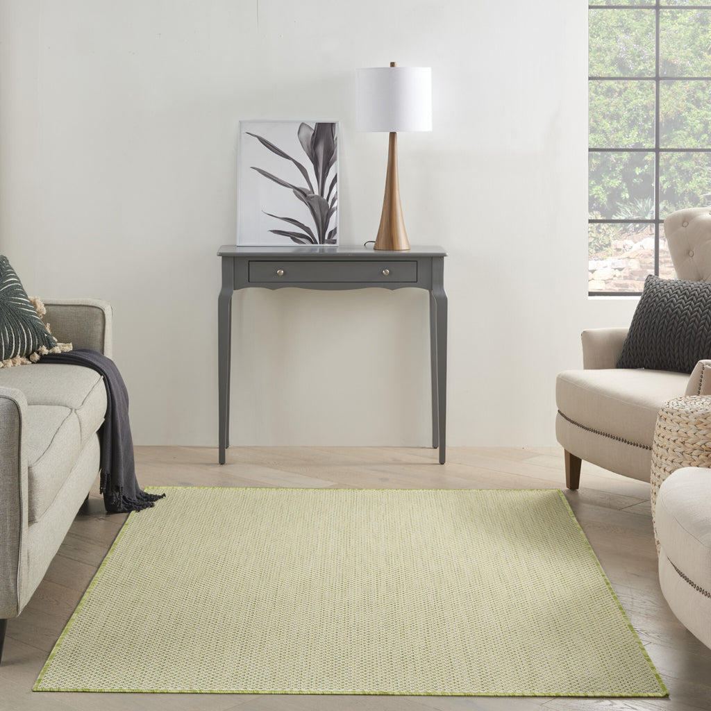 Green Geometric Power Loom Area Rug