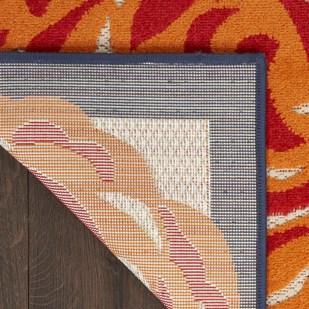 Blue and Orange Floral Power Loom Area Rug