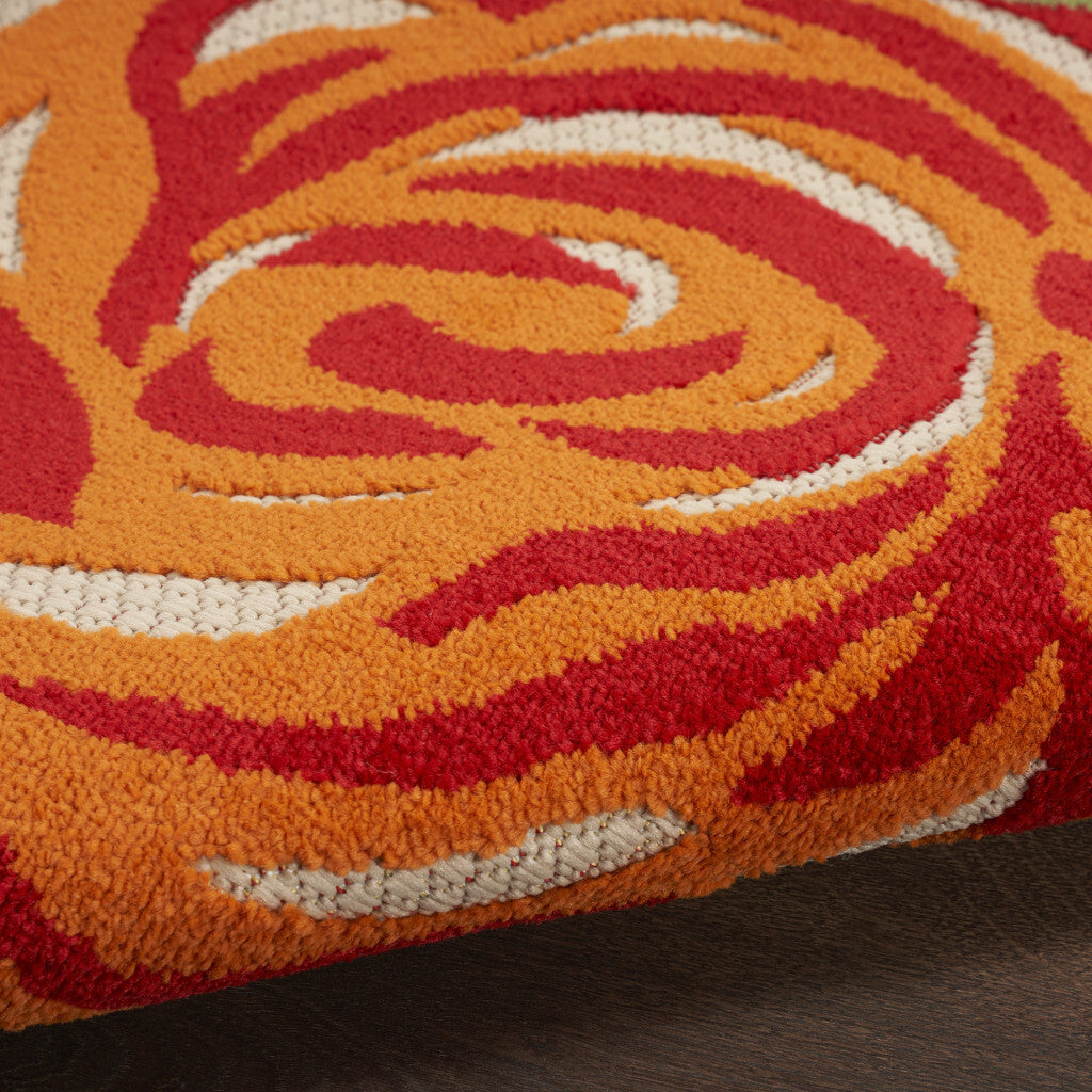 Blue and Orange Floral Power Loom Area Rug
