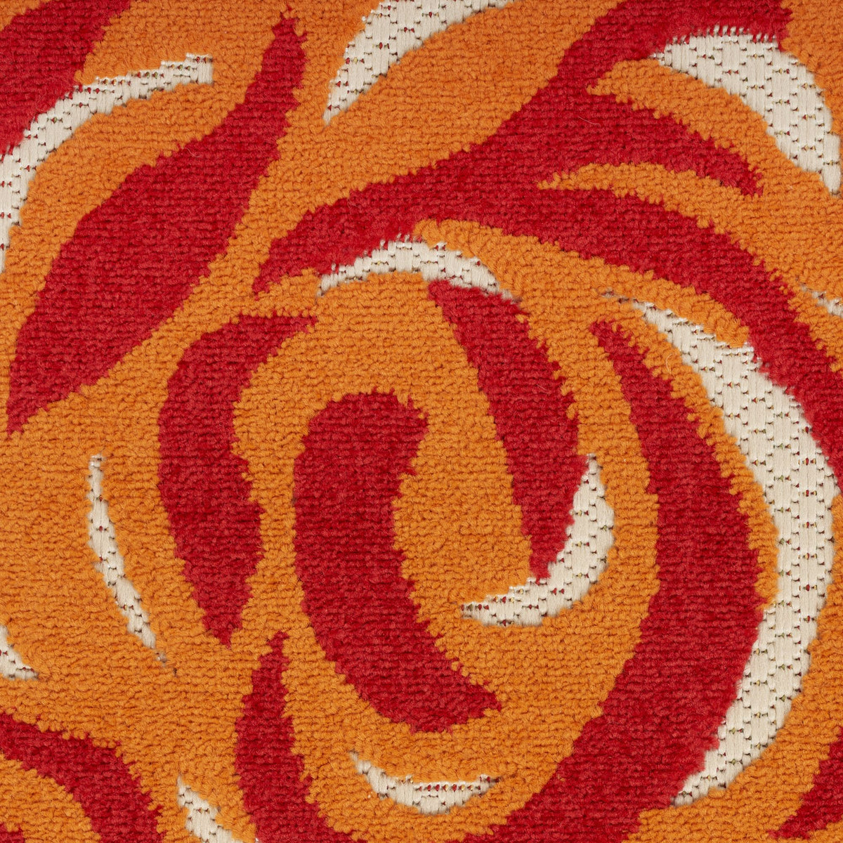 Blue and Orange Floral Power Loom Area Rug