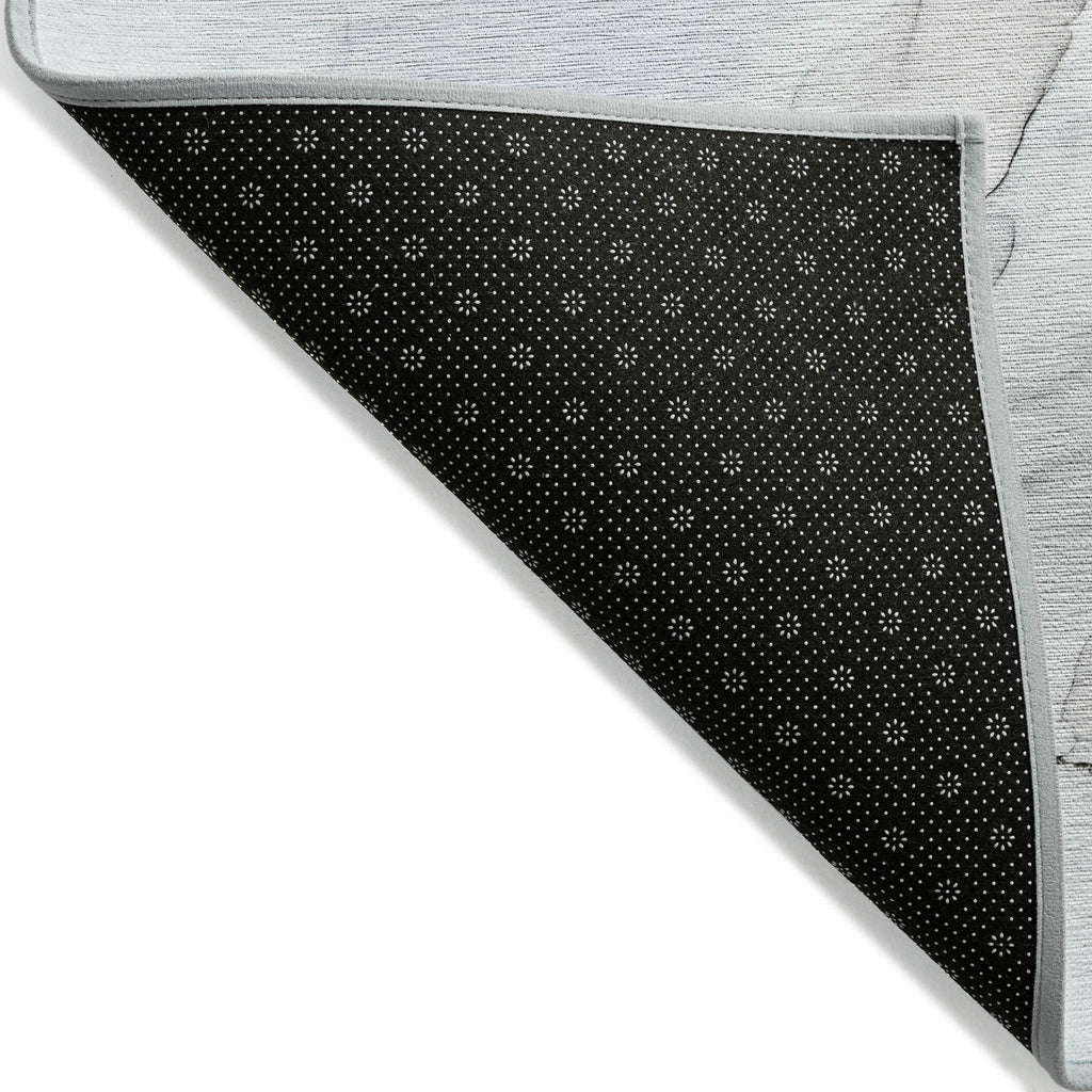 Ivory Blue and Gray Abstract Washable Non Skid Indoor Outdoor Area Rug