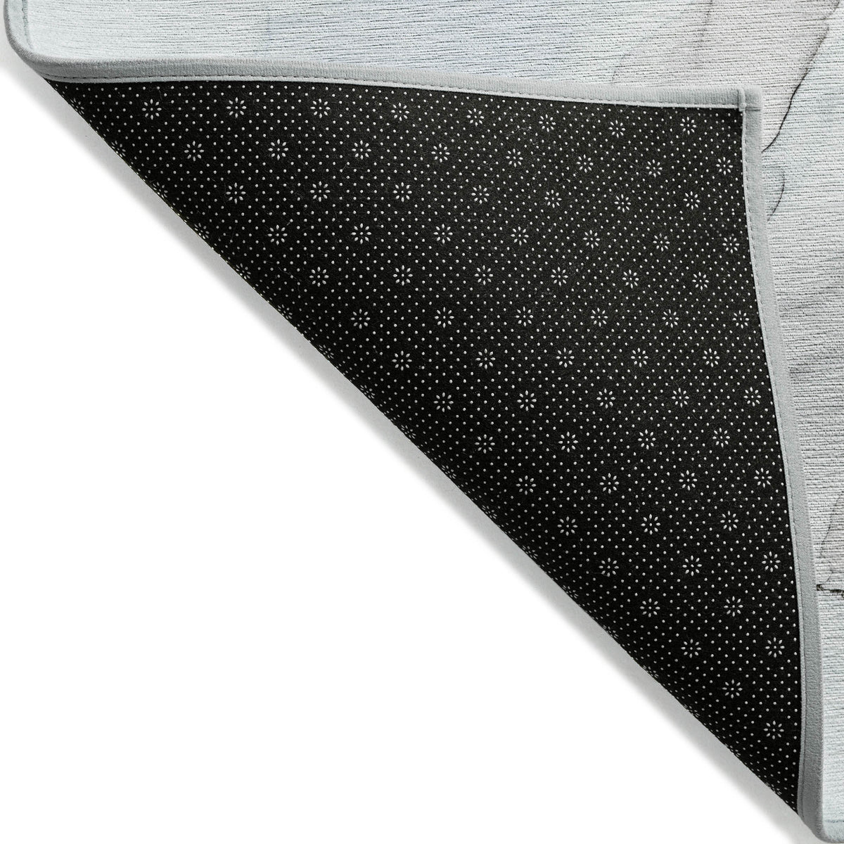 Ivory Blue and Gray Abstract Washable Non Skid Indoor Outdoor Area Rug