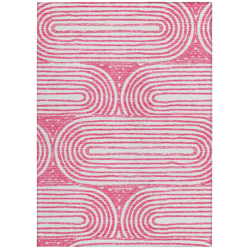 9' X 12' Blush Abstract Washable Non Skid Indoor Outdoor Area Rug
