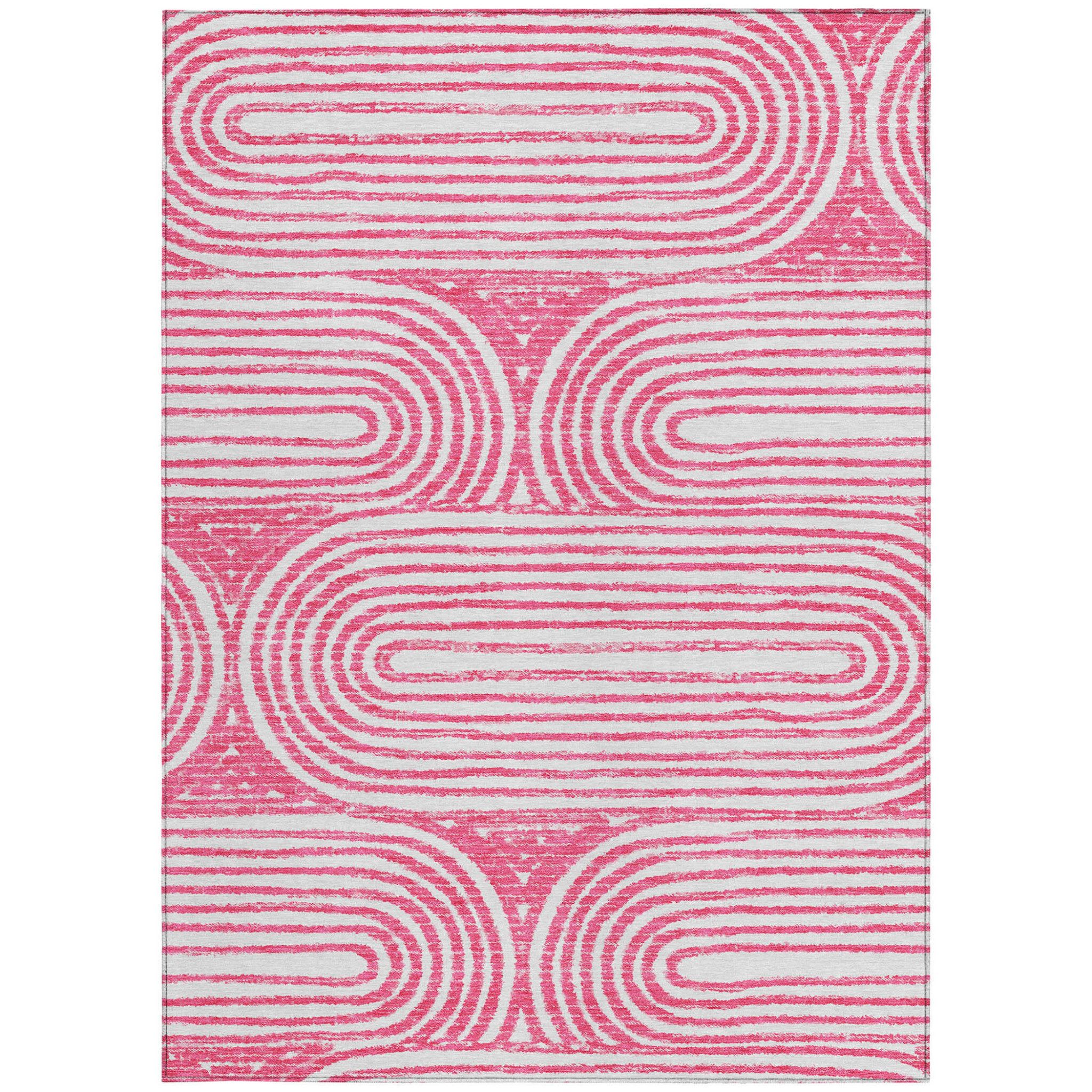 9' X 12' Blush Abstract Washable Non Skid Indoor Outdoor Area Rug