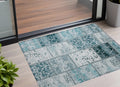 Teal Patchwork Washable Non Skid Indoor Outdoor Area Rug