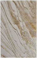 Ivory Brown and Gold Abstract Power Loom Area Rug