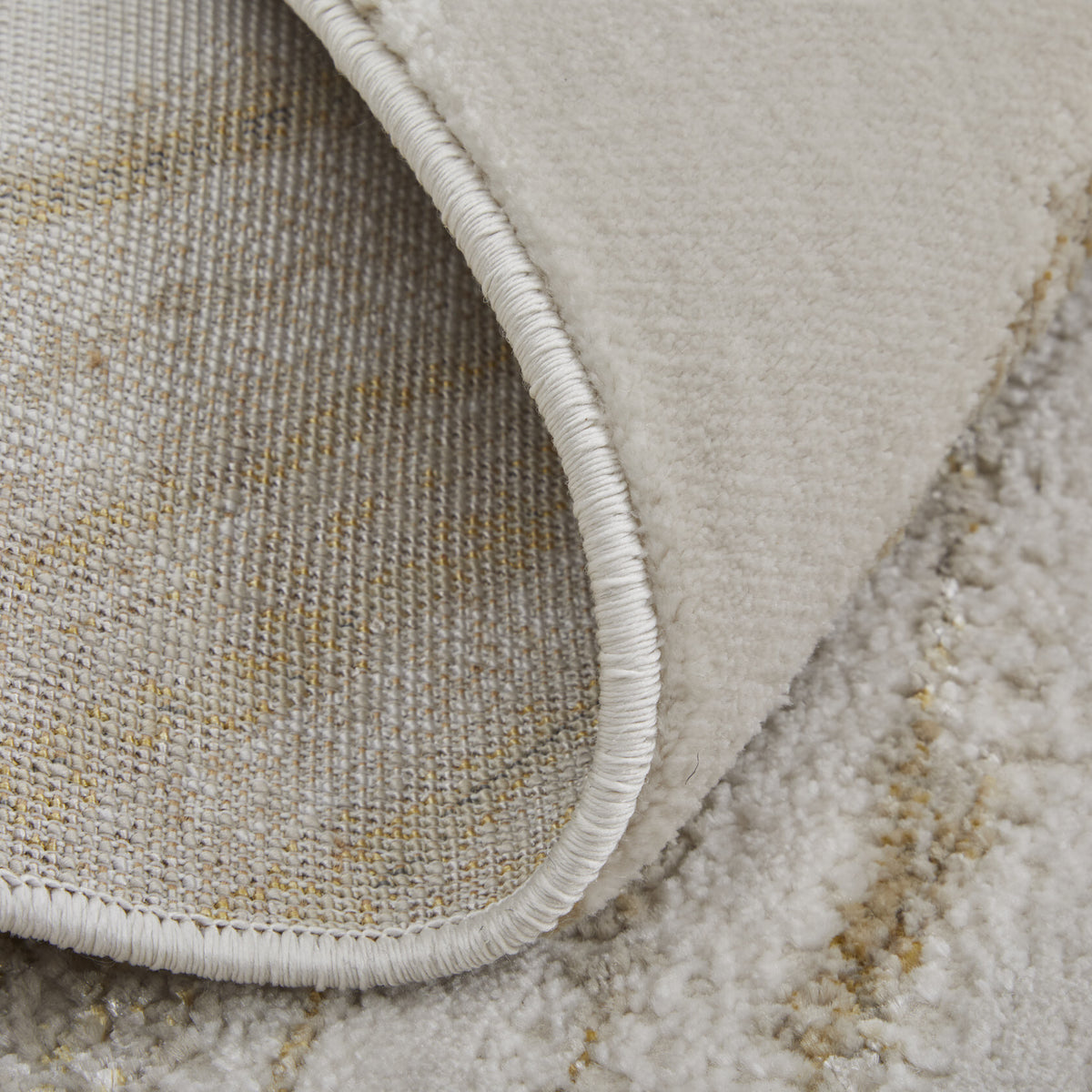 Ivory Brown and Gold Abstract Power Loom Area Rug