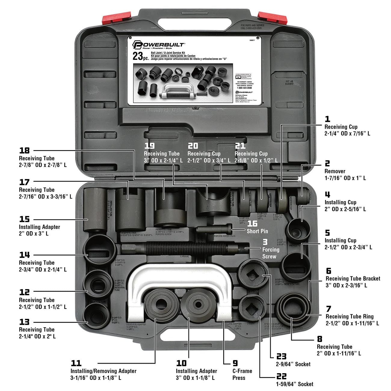 Powerbuilt Ball and U Joint Service Set 23 Piece Tool Kit