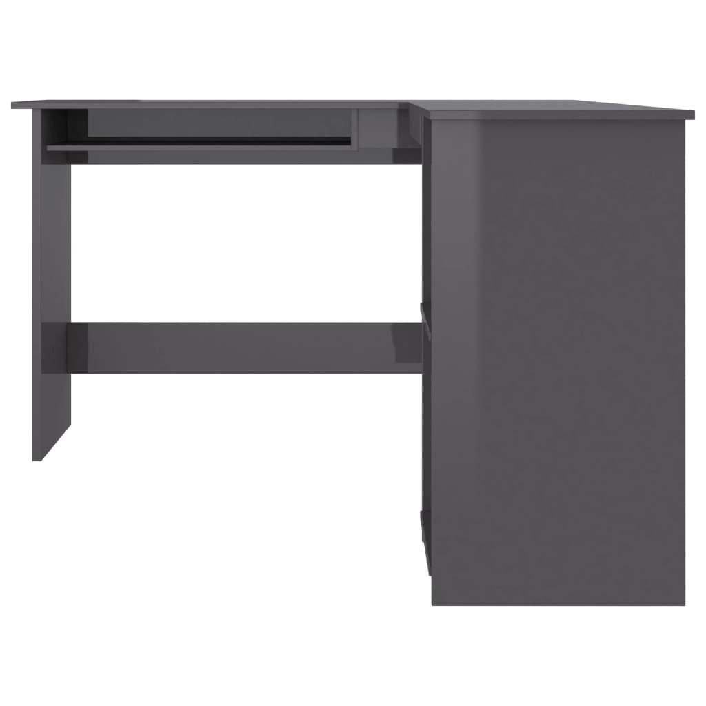 L-Shaped Corner Desk High Gloss Gray 47.2" x 55.1" x 29.5" Engineered Wood