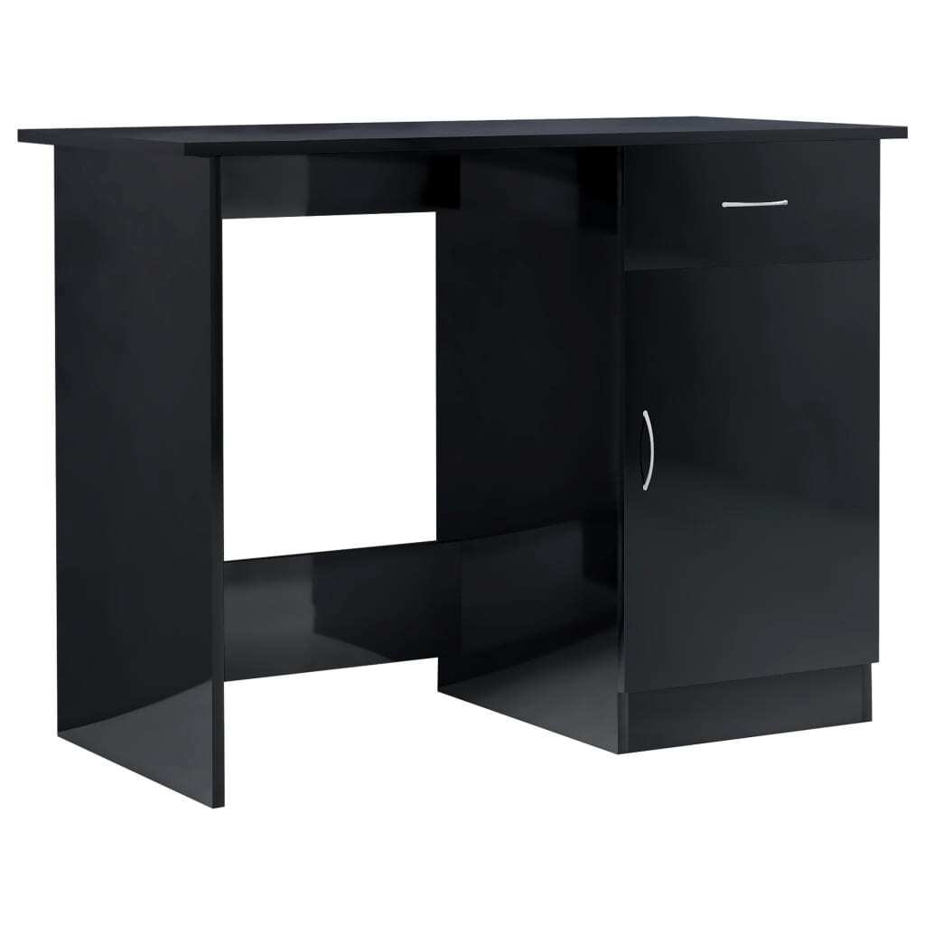 Desk High Gloss Black 39.4" x 19.7" x 29.9" Engineered Wood