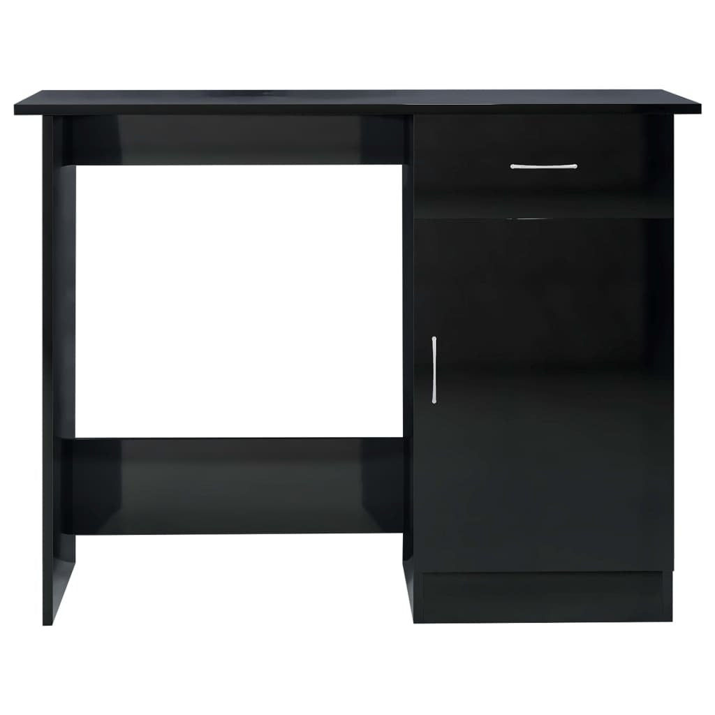 Desk High Gloss Black 39.4" x 19.7" x 29.9" Engineered Wood