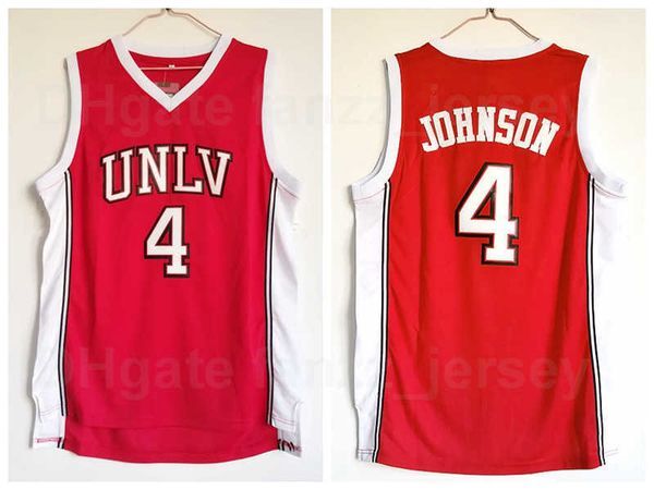 UNLV Running REBEL College 4 Larry Johnson Jersey University Basketball Red Color Team Breathable Sports Pure Cotton Stitched And Sewn On Excellent Quality