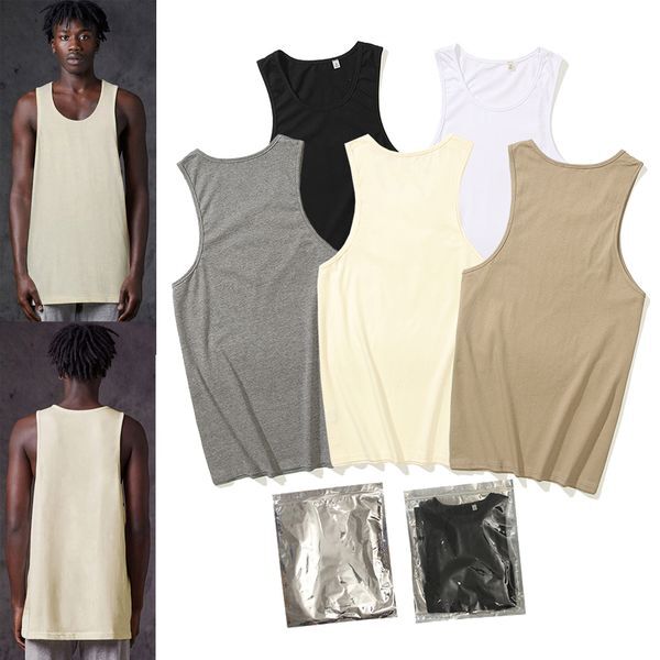 Color: Gold - Size: XL - Summer men's vest loose casual breathable sweat absorbing gym top solid color vest letter printed top outdoor sports fitness