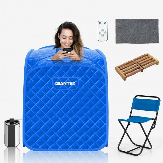 Portable Personal Steam Sauna Spa with Steamer Chair-Black