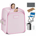 800W 2 Person Portable Steam Sauna Tent SPA with Hat Side Holes 3L Steamer-Pink - Color: Pink
