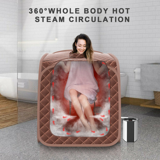 Portable Personal Steam Sauna Spa with Steamer Chair-Coffee - Color: Coffee