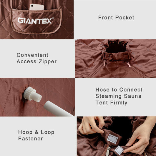Portable Personal Steam Sauna Spa with Steamer Chair-Coffee - Color: Coffee