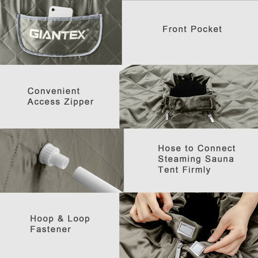 Portable Personal Steam Sauna Spa with Steamer Chair-Gray - Color: Gray